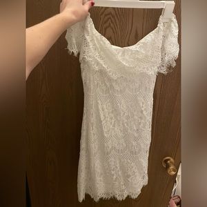 Impressions Boutique off the shoulder lace white mini dress size M